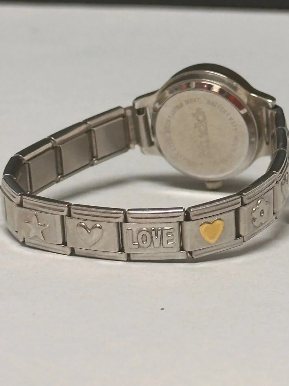 Mudd Watch Women Silver Tone Blue Dial  Italian Charms Stretch Band Y2K 6